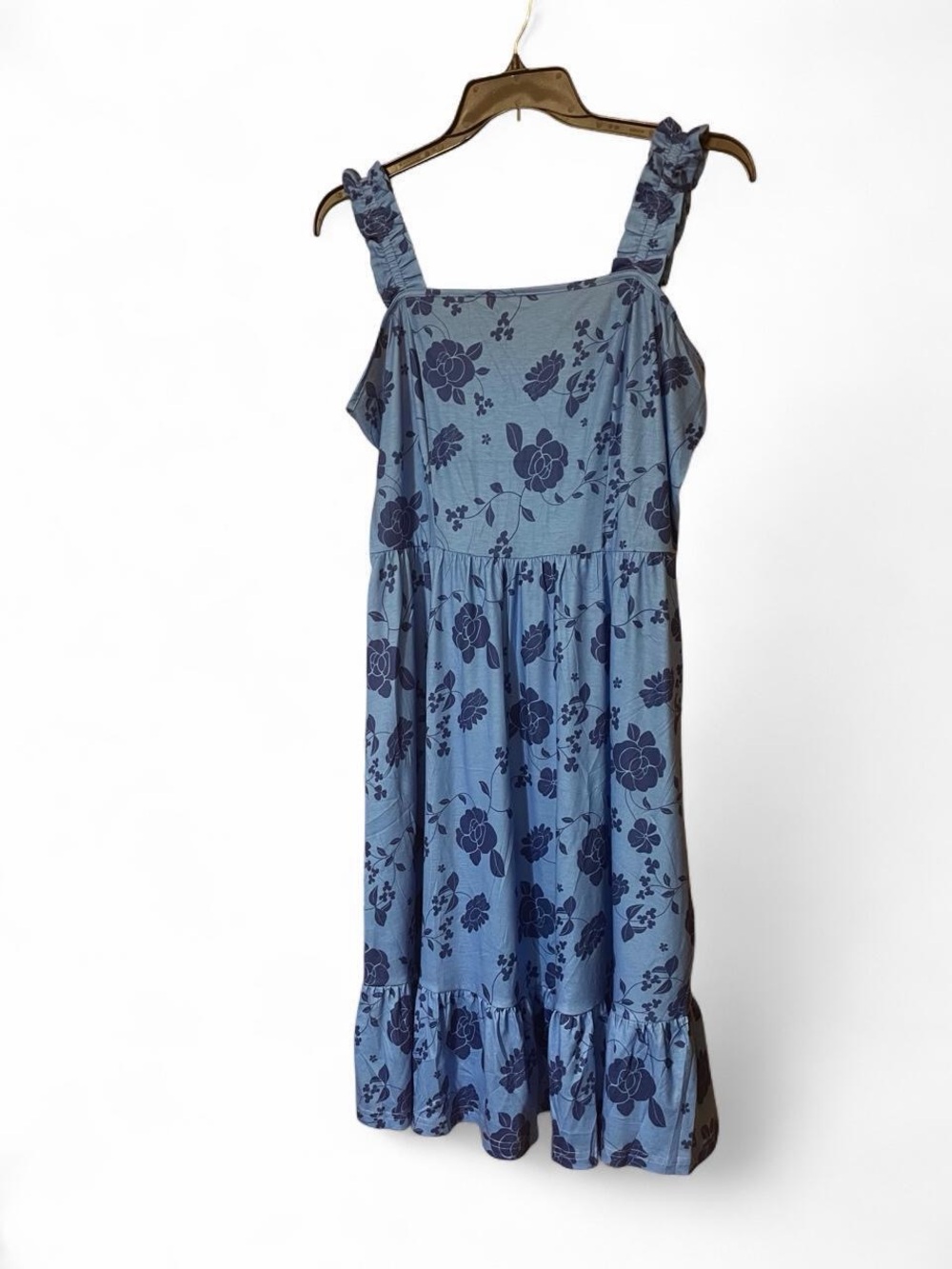 Blue Floral Ruffle-Strap Sundress - Picture 2 of 5